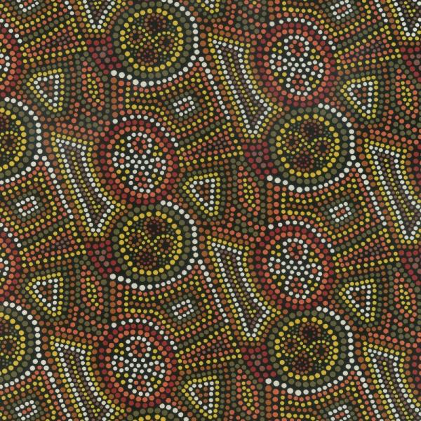 Birrong - Dot Art Gold, Red, Olive, White, Pink, Brown - Click Image to Close